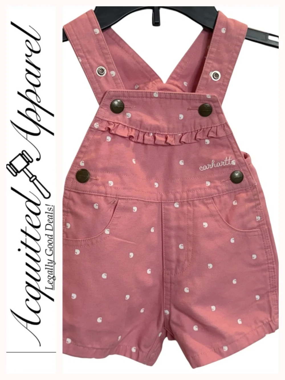 Carhartt Rose Pink White Polka Dots Ruffle Pocket Shortails